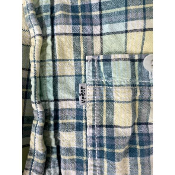 Levi's soft feel Shirt Yellow Green Plaid Men's Small Long Sleeve Cotton Casual - Picture 10 of 11